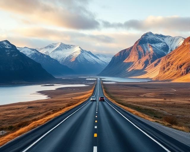 Lastebil på norsk motorvei med fjell i bakgrunnen